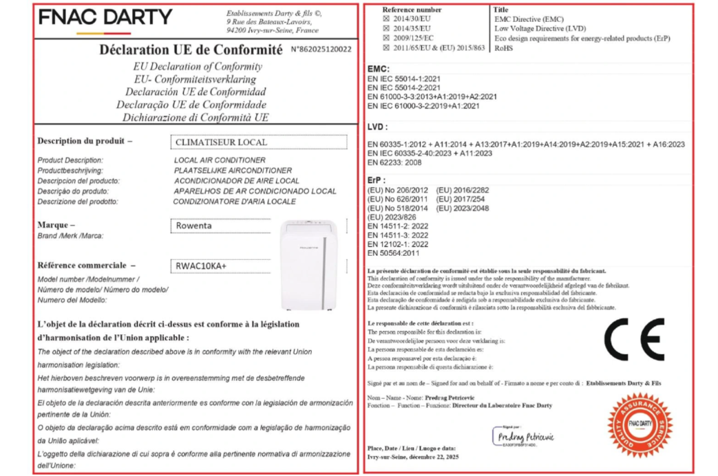 Climatiseur mobile Rowenta RWAC10KA+